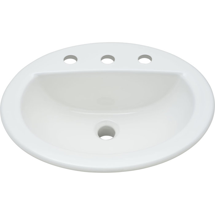 Proflo 16.5'' White Vitreous China Oval Dropin Bathroom Sink with